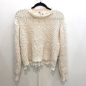 Ivory sweater with lace trim detail small POLs